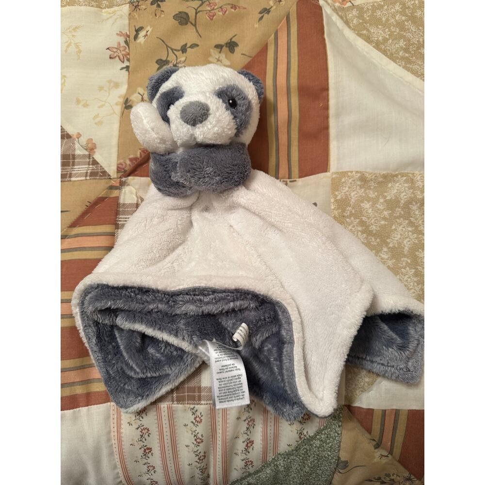 Carters Panda Bear Lovey Security Blanket Black White Baby Plush Nursery cute
